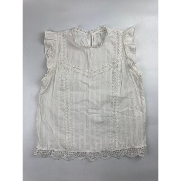 By the River Women's M Ivory Blouse With Lace Details - Picture 1 of 3